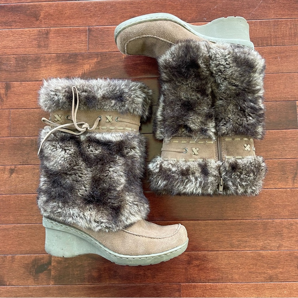 BareTraps Tan Faux Fur Winter Boots